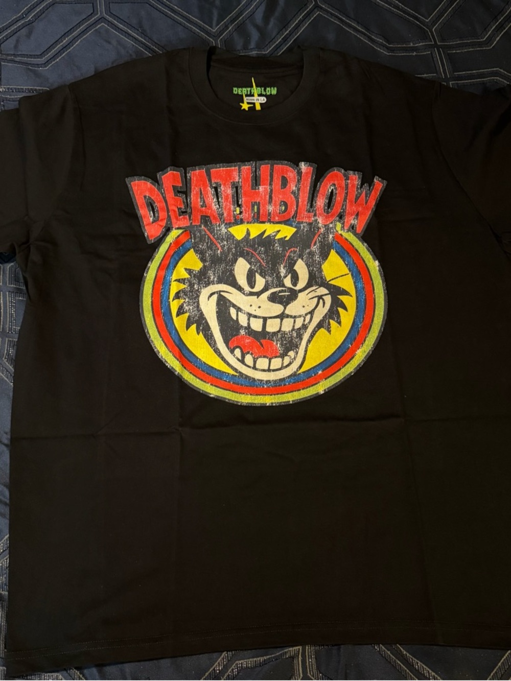 Deathblow Graphic Tee - Black with Red, Yellow, Blue